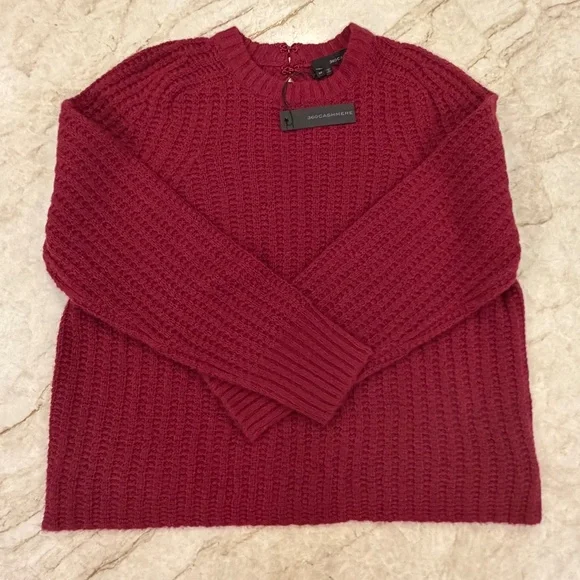 360 Cashmere Wool Blend Sweater Open Back Women's M Red - Picture 3 of 9